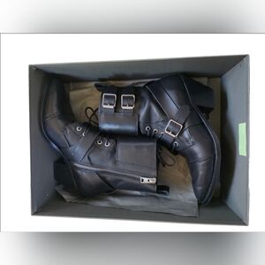 All Saints Alix Heeled Black Boot With Buckle Detail Size 5 EUC in Box